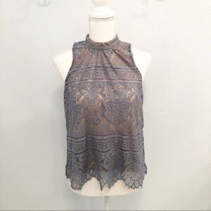 Lauren Conrad blue lace blouse